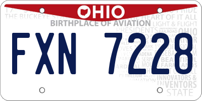 OH license plate FXN7228