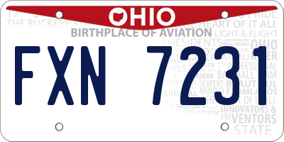 OH license plate FXN7231