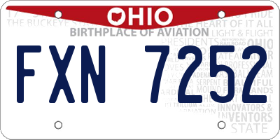 OH license plate FXN7252