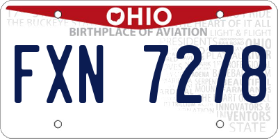 OH license plate FXN7278