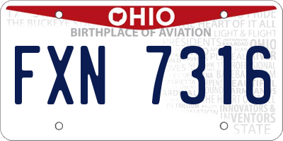 OH license plate FXN7316