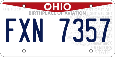 OH license plate FXN7357