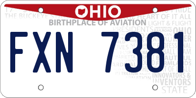 OH license plate FXN7381