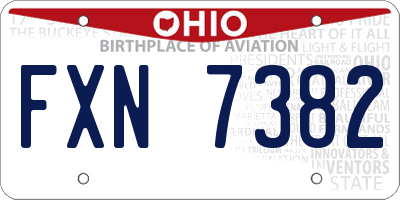 OH license plate FXN7382