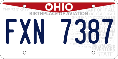 OH license plate FXN7387