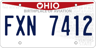 OH license plate FXN7412