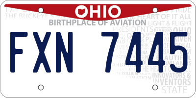 OH license plate FXN7445