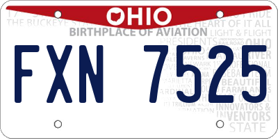 OH license plate FXN7525