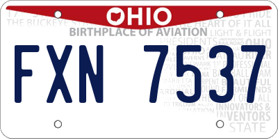 OH license plate FXN7537