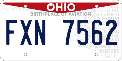 OH license plate FXN7562