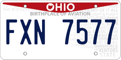 OH license plate FXN7577