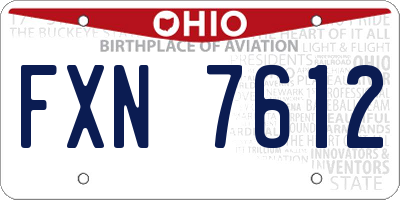 OH license plate FXN7612