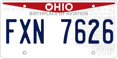 OH license plate FXN7626