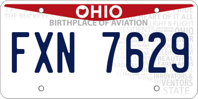 OH license plate FXN7629