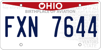 OH license plate FXN7644