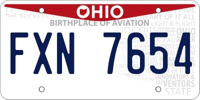 OH license plate FXN7654