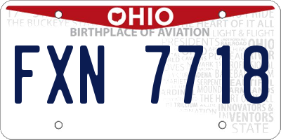 OH license plate FXN7718