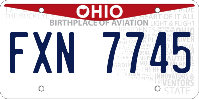 OH license plate FXN7745