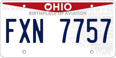 OH license plate FXN7757