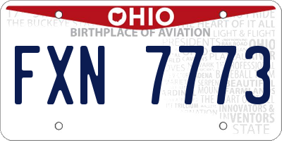 OH license plate FXN7773