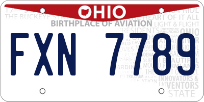 OH license plate FXN7789