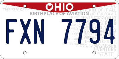 OH license plate FXN7794