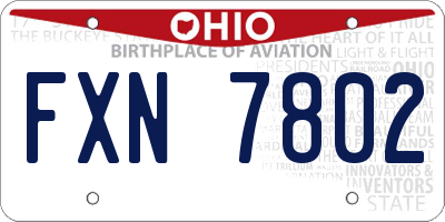 OH license plate FXN7802
