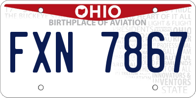 OH license plate FXN7867
