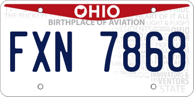 OH license plate FXN7868