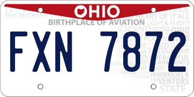 OH license plate FXN7872