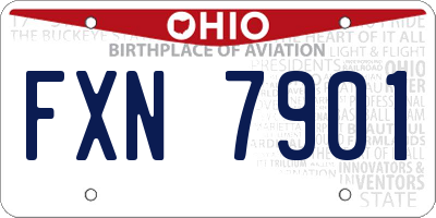 OH license plate FXN7901