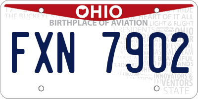 OH license plate FXN7902