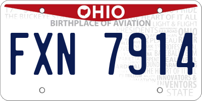 OH license plate FXN7914