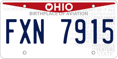 OH license plate FXN7915