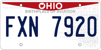 OH license plate FXN7920