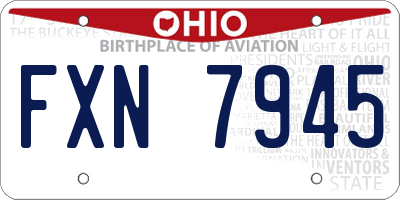 OH license plate FXN7945