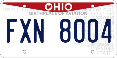OH license plate FXN8004