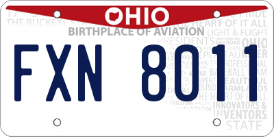OH license plate FXN8011