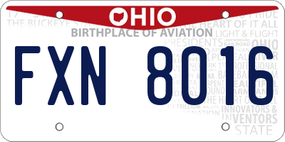 OH license plate FXN8016