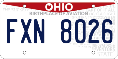 OH license plate FXN8026