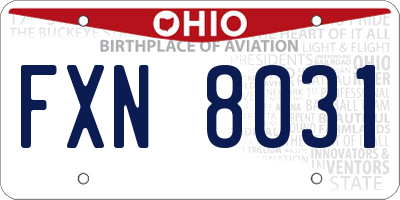 OH license plate FXN8031