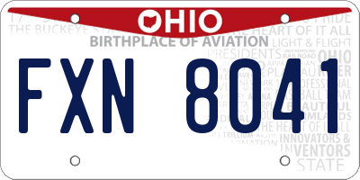 OH license plate FXN8041