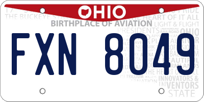 OH license plate FXN8049