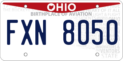 OH license plate FXN8050