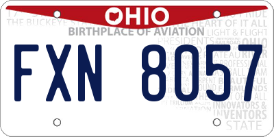 OH license plate FXN8057