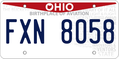 OH license plate FXN8058