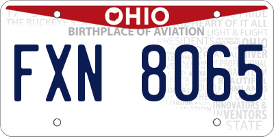 OH license plate FXN8065