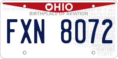 OH license plate FXN8072