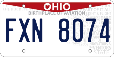 OH license plate FXN8074
