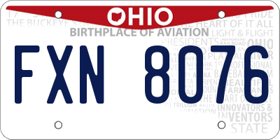 OH license plate FXN8076